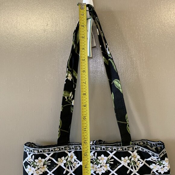 Vera Bradley Tote Jasmine Shoulder Purse Laptop Bag Black Floral Retired NWT - Picture 2 of 9